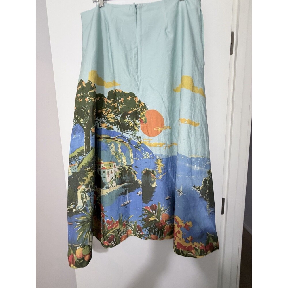 Mediterranean Scenic Italy Capri A Line Full Skirt Worthington Size 16